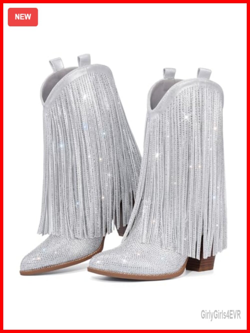 Rhinestone Cowgirl Boots Pointed Toe Fringe Western Boot